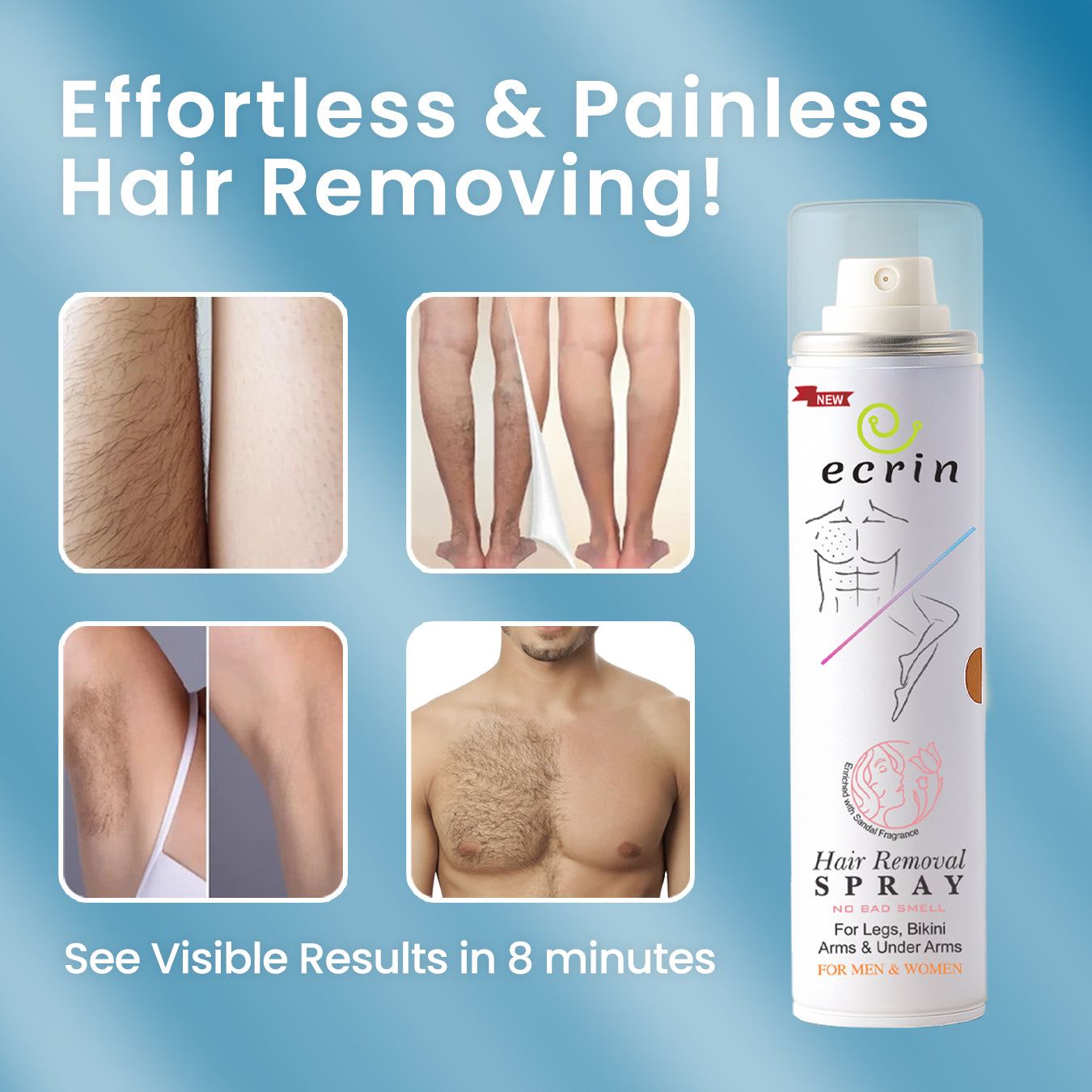New Ecrin Hair Removal Foaming Spray (for men & women) - 200ml