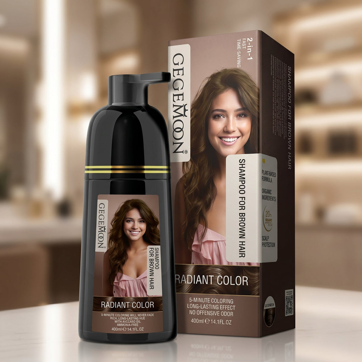 2-in-1 Hair Colour & Shampoo 400ml – Long-Lasting Color with Strong Hold & Shine Finish (Black)
