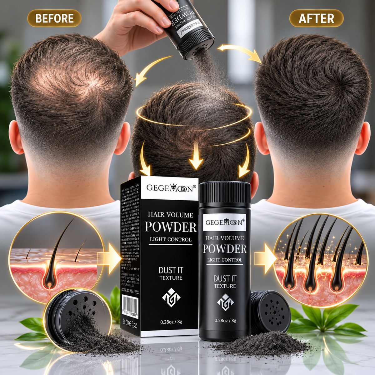 Natural Black & Brown Hair Fiber Powder 22g – Instant Thinning Hair Coverage, Volume Boosting & Natural Looking Finish