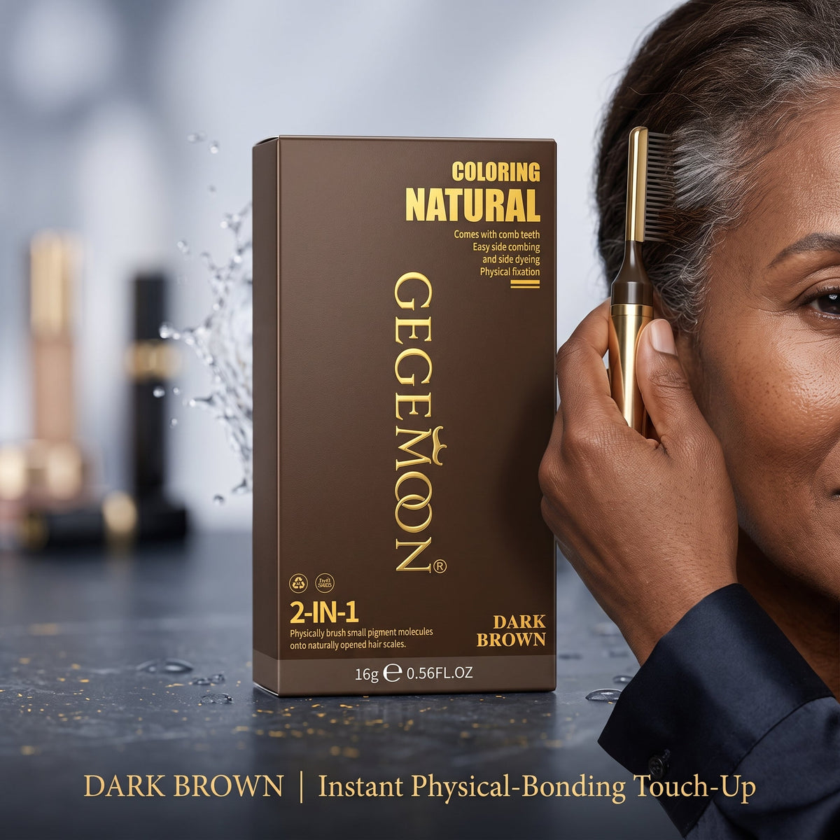 Black Hair Colour Pigment Stick with Brush – Instant Root Touch-Up, Grey Coverage & Hairline Filling Pen