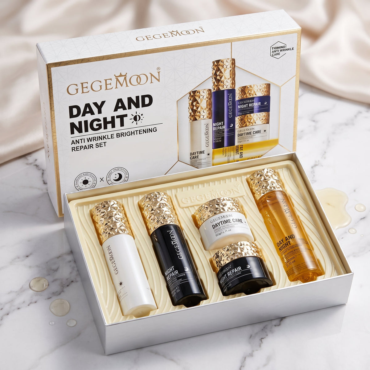 Day & Night Complete Skincare Set – AM Brightening & PM Repair Dual Routine Kit for 24-Hour Skin Care