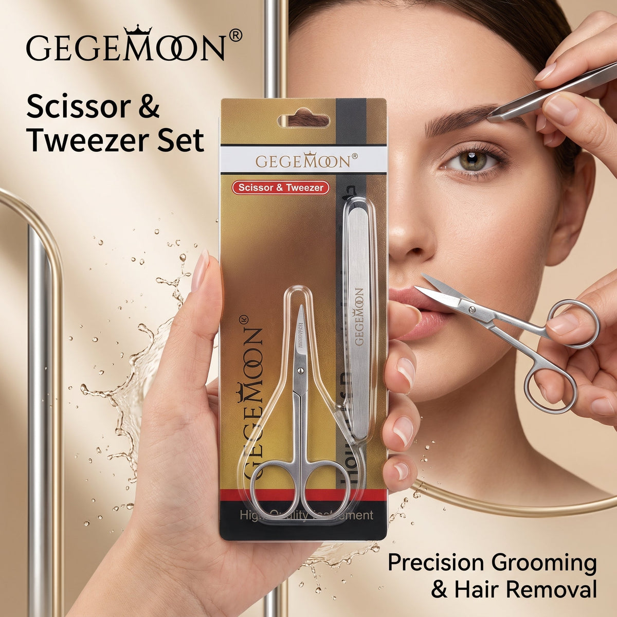 2-in-1 Scissors & Tweezer Beauty Tools Kit – Precision Grooming, Stainless Steel & Multi-Purpose Set