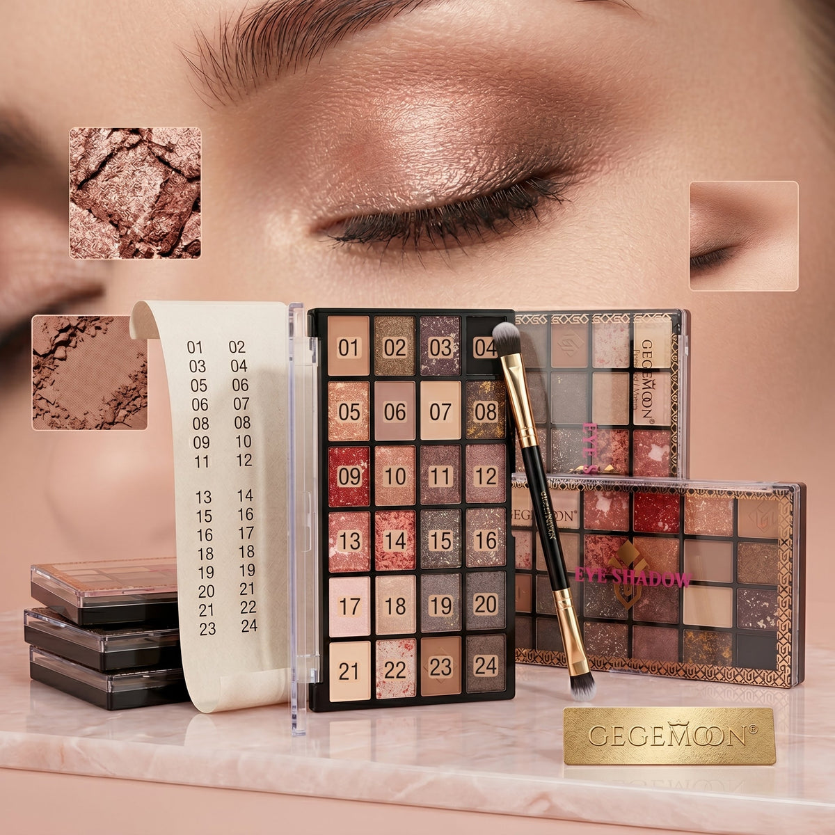 24-Color Eyeshadow Palette – Complete Matte, Shimmer & Glitter Shades for Professional Eye Makeup