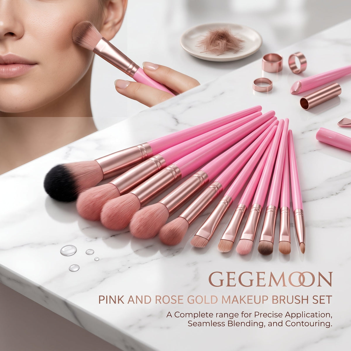 13-in-1 Professional Makeup Brush Set – Complete Face & Eye Blending, Contouring & Application Kit with Pouch