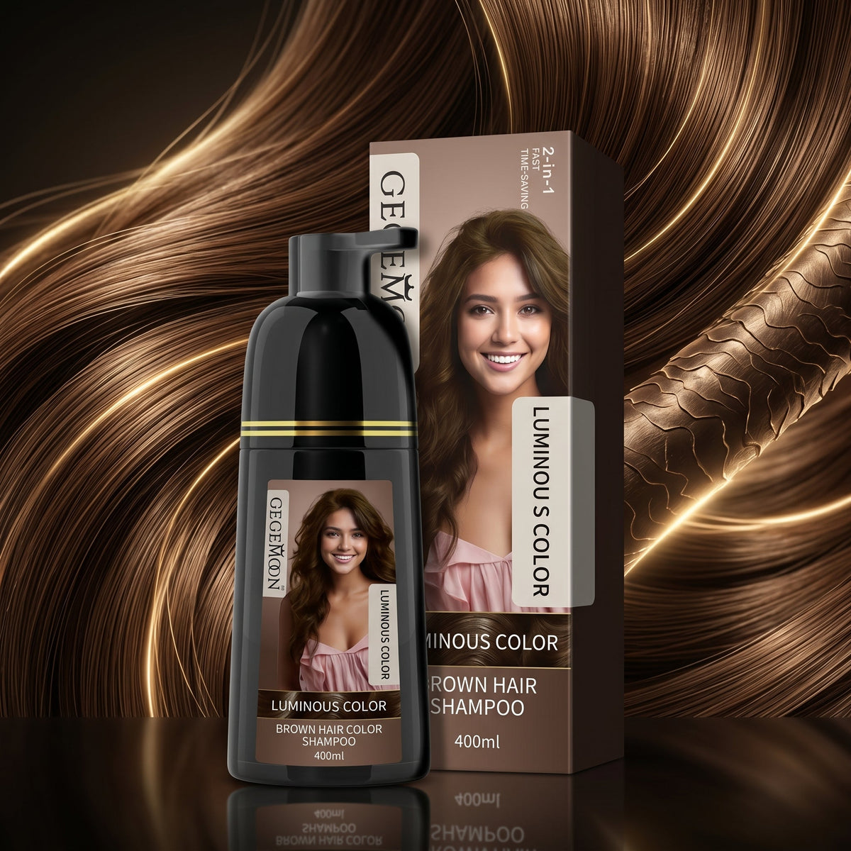 2-in-1 Hair Colour & Shampoo 400ml – Long-Lasting Color with Strong Hold & Shine Finish (Black)