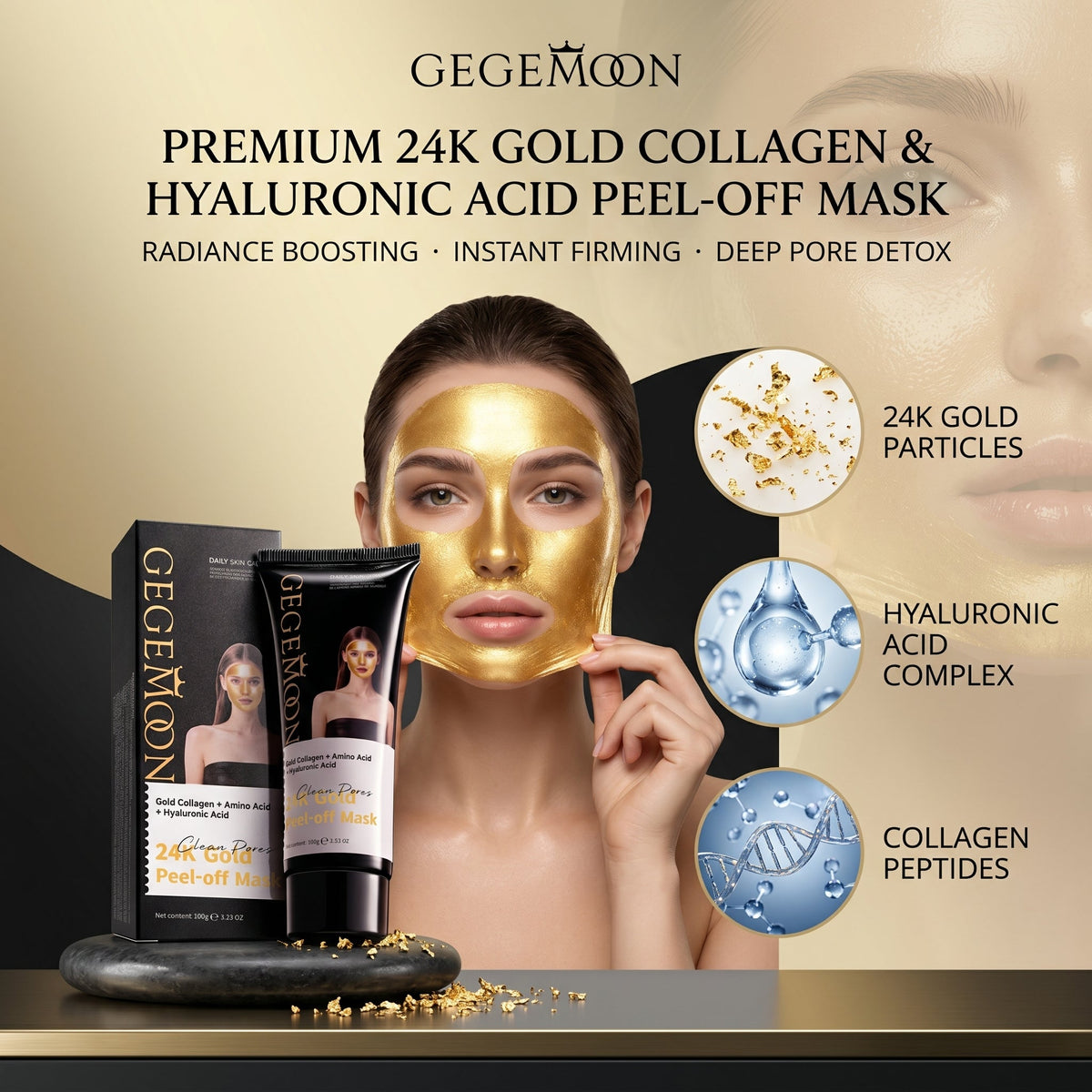 Black Peel-Off Face Mask Tube 100g – Deep Pore Cleansing, Blackhead Removing & Skin Purifying Treatment (Style 1)