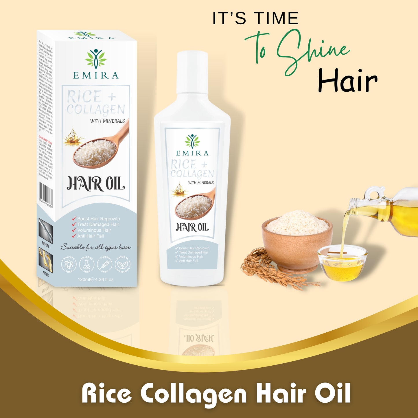 EMIRA Rice Collagen & Minerals Hair Oil